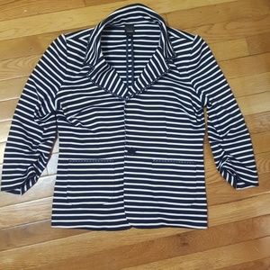 Black Saks Fifth Avenue Blue and White Blazer Sz6